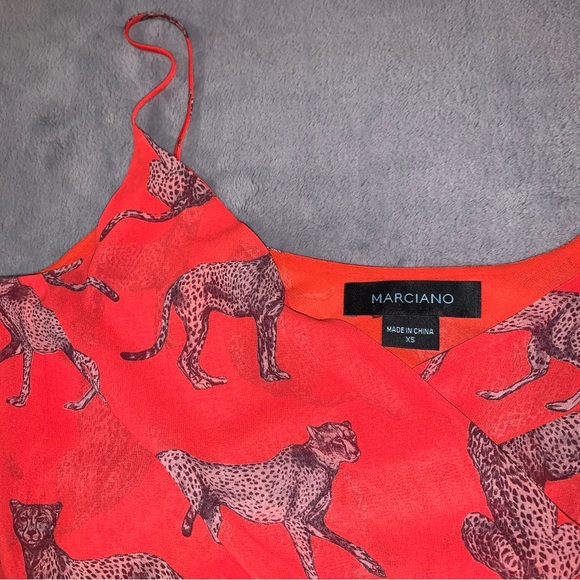 Guess Marciano Red Cheetah Print Low cut Wrap front - Picture 6 of 10